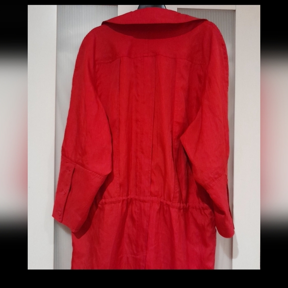 Claudia Strater - Long Red Button Up Trench Coat, Size 8 - Picture 5 of 6